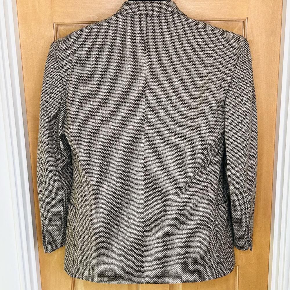 Barneys New York Mens Wool Blazer IT 48 US 38 Tan Black Herringbone Jacket Italy - Picture 3 of 9